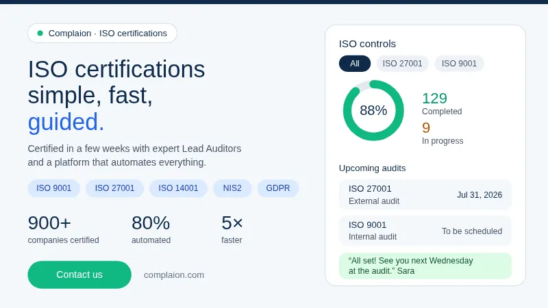 Complaion ISO certification platform dashboard