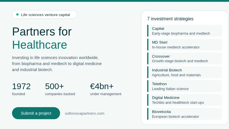 Sofinnova Partners biotech and healthcare banner