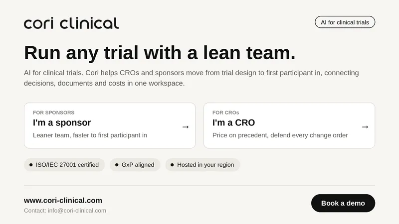 Cori Clinical: AI for clinical trials. Run any trial with a lean team.
