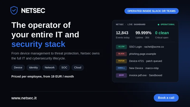 Netsec: the operator of your entire IT and security stack, run from Slack or Teams.