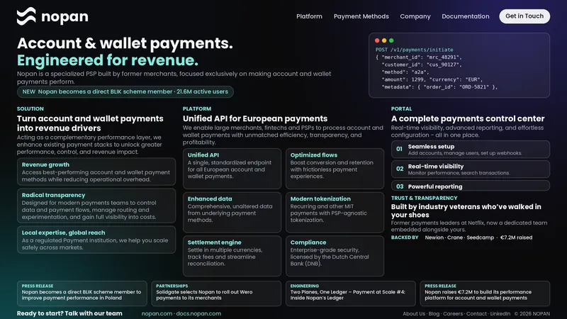 Nopan helps businesses improve digital payments, including payments made directly between bank accounts