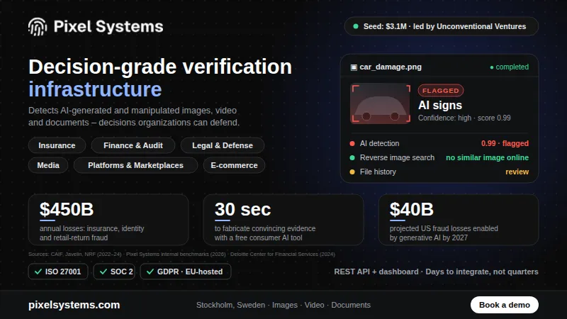 AI fraud detection for images, video and documents.