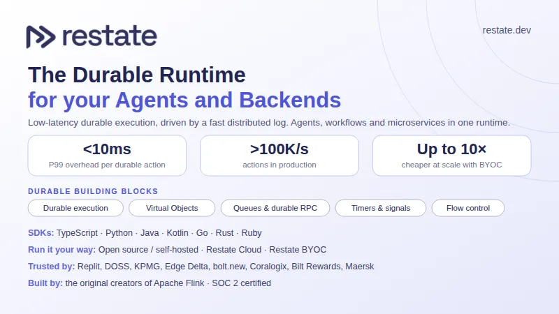 Restate: the durable runtime for AI agents and backends