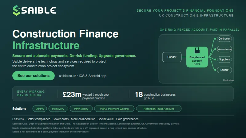 SAIBLE is a UK fintech company focused on payments in the construction industry.