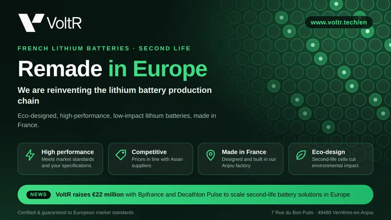 VoltR: French eco-designed lithium batteries, remade in Europe.